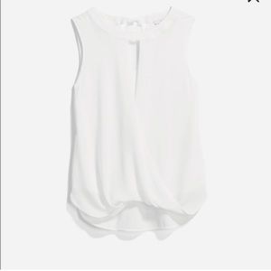 Like-New 41 Hawthorne Clearwater Mixed-Material Tie-Back Blouse